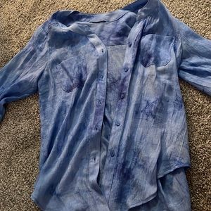Button down blue tie-dye shirt